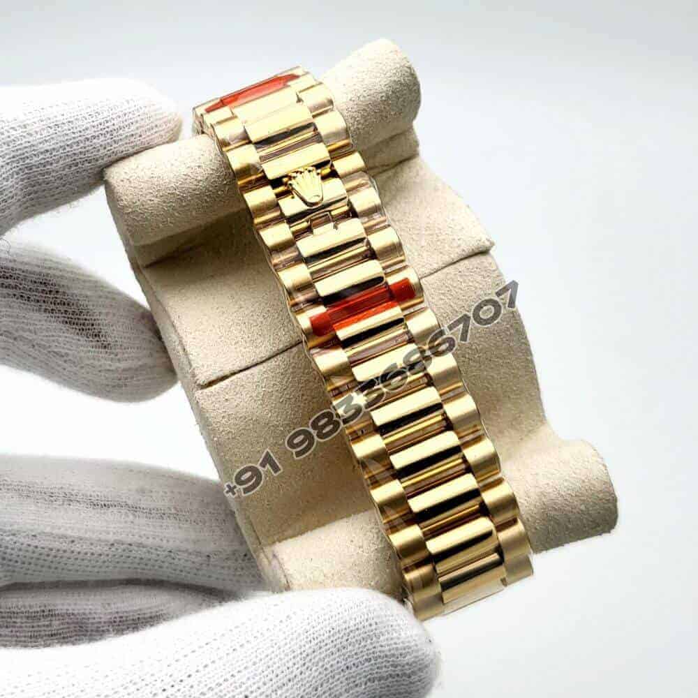 Rolex Day-Date 18kt Yellow Gold White Dial 40mm Exact 1:1 Top Quality Super Clone Replica Swiss ETA 3255 Automatic Movement Watch