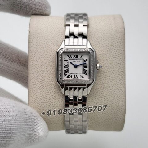 Cartier Panthere De White Dial with Brilliant Cut Diamonds Set Bezel Super High Quality Women’s Watch