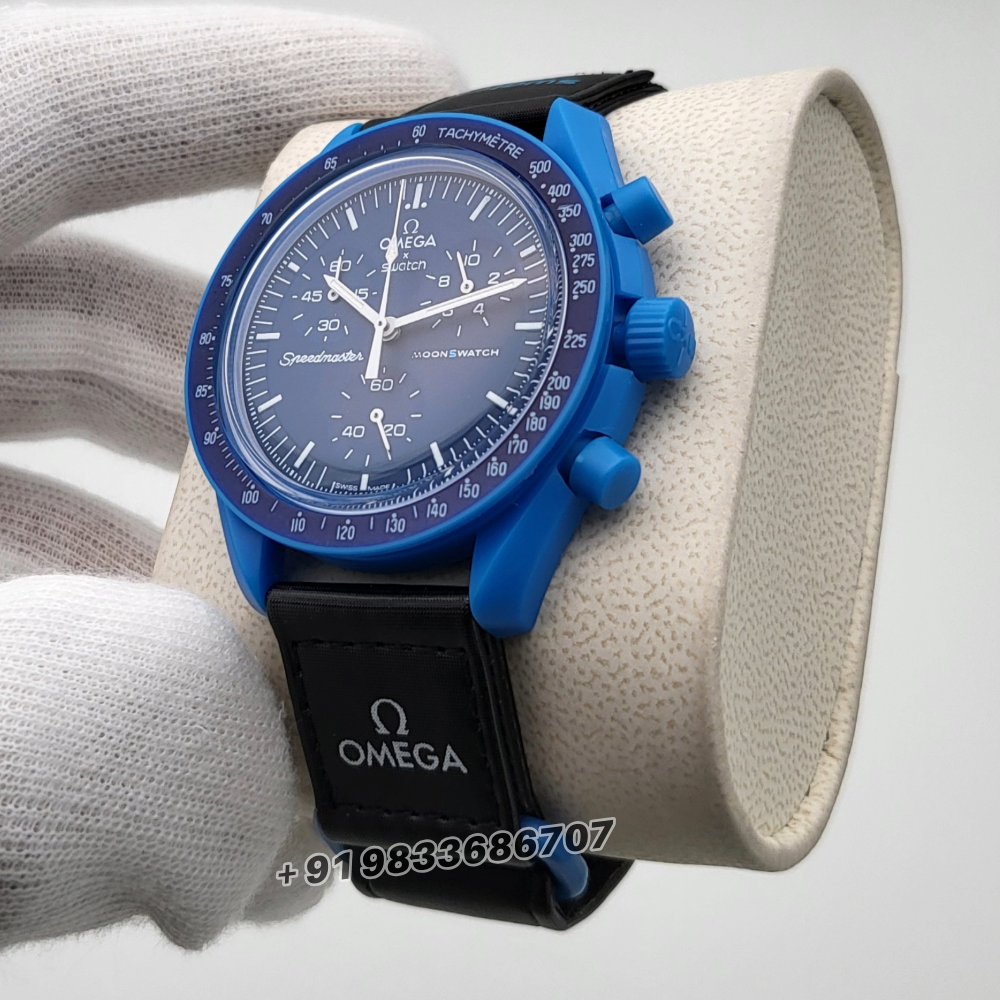Omega Speedmaster Swatch Moonswatch Mission to Neptune Chronograph Blue Dial Super High Quality Watch (1)