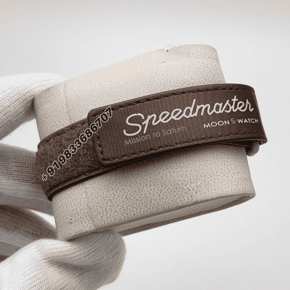 Omega Speedmaster Swatch Moonswatch Mission to Saturn Chronograph Brown Strap Super High Quality Watch (4)
