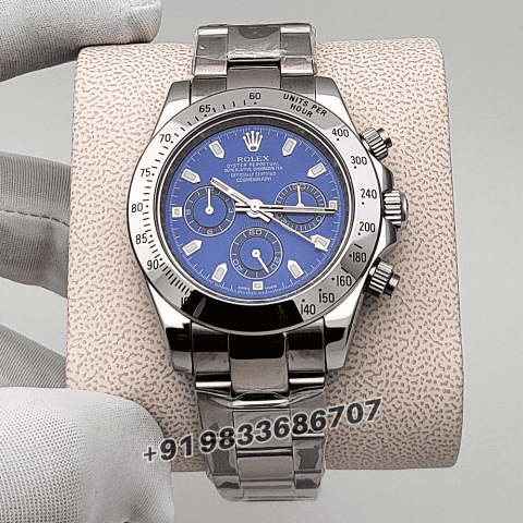 Rolex Cosmograph Daytona Stainless Steel Blue Dial 40mm High Quality Swiss Automatic Replica Watch