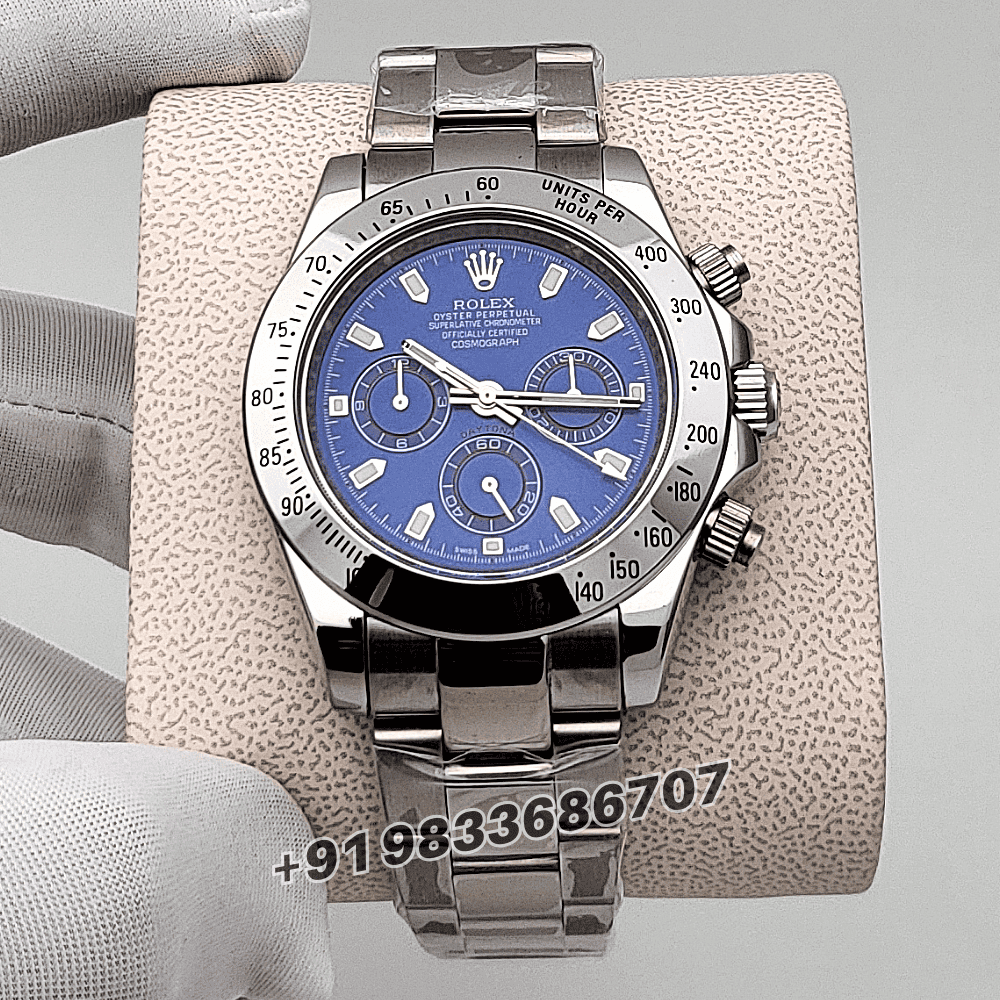 Rolex Cosmograph Daytona Stainless Steel Blue Dial 40mm High Quality Swiss Automatic Replica Watch