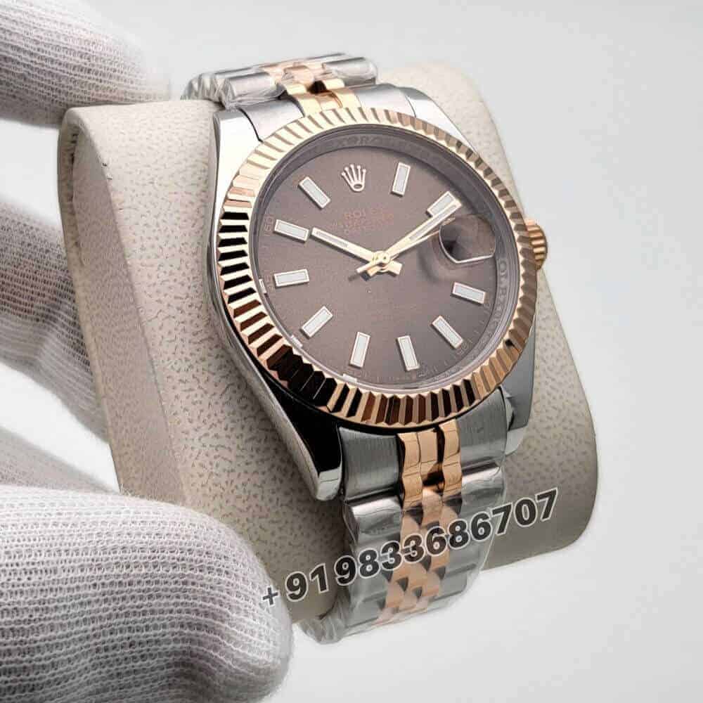 Rolex Datejust Dual Tone Chocolate Dial 41mm Jubilee Bracelet Super High Quality Swiss Automatic Replica Watch