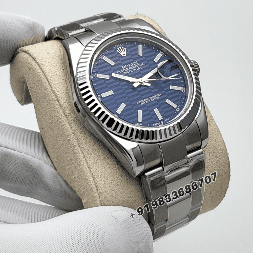 Rolex Datejust Stainless Steel Bright Blue Dial High Quality Swiss Automatic First Copy Watch (4)