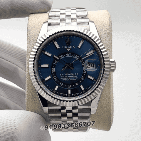 Rolex Sky-Dweller Oystersteel and White Gold Bright Blue Dial 42mm Jubilee Bracelet Exact (5)