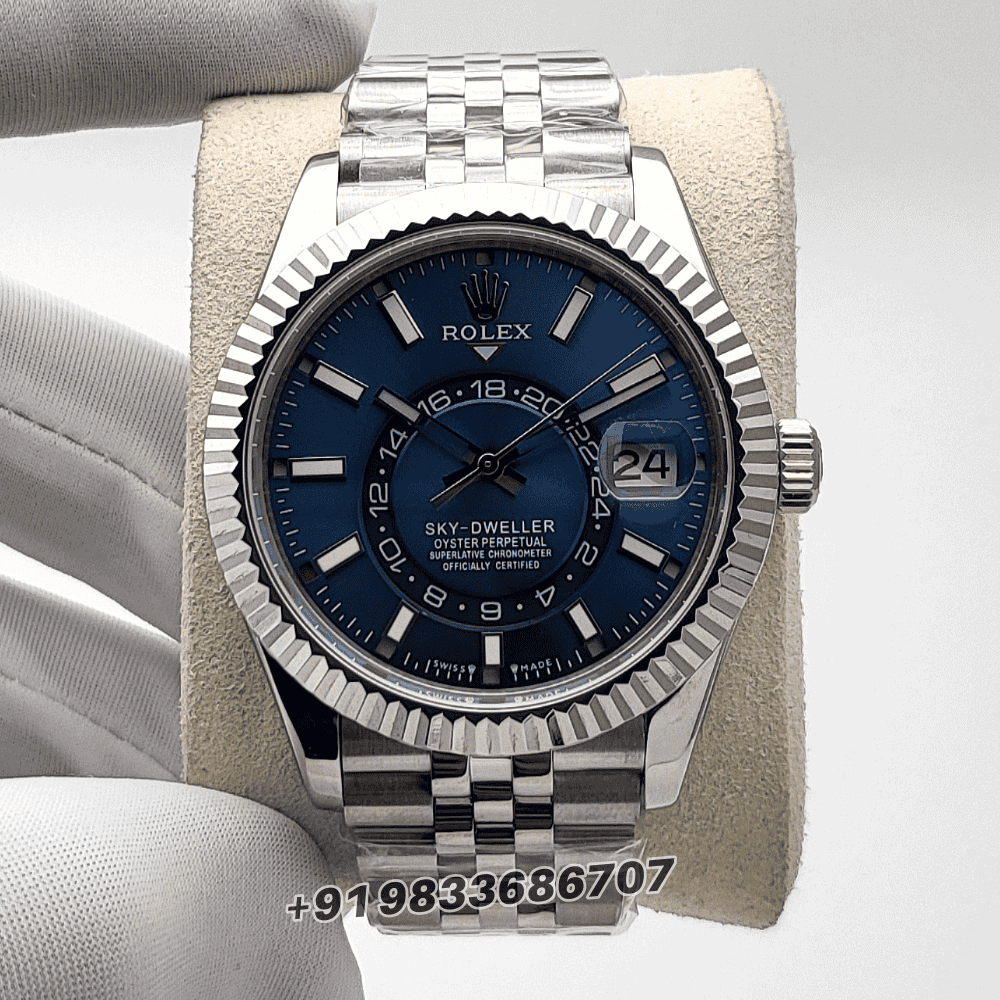 Rolex Sky-Dweller Oystersteel and White Gold Bright Blue Dial 42mm Jubilee Bracelet Exact (5)