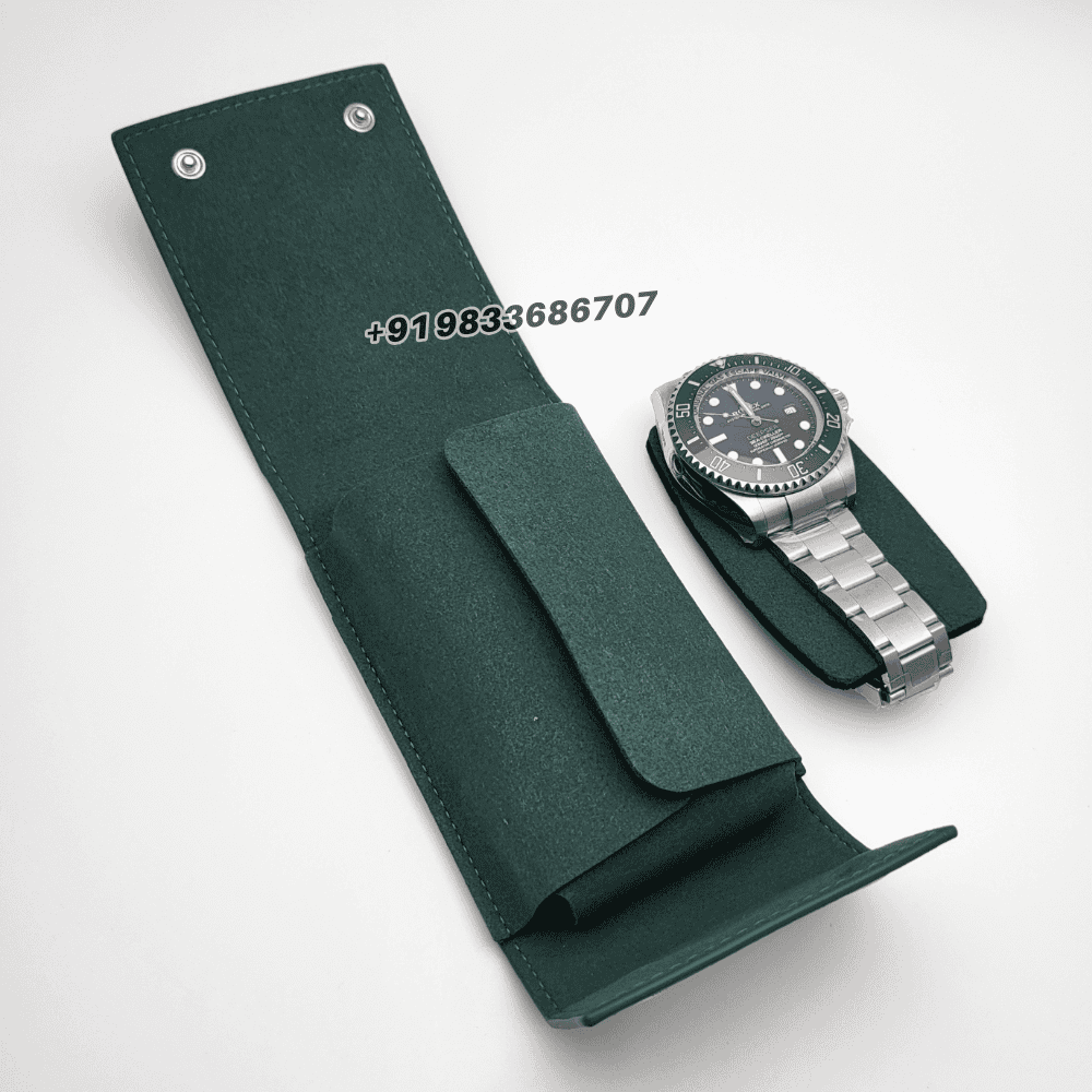 Rolex Green Watch Case Travel Pouch Soft Leather Protection - Image 3