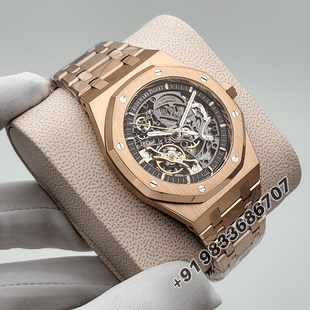 Audemars Piguet Royal Oak Double Balance Wheel Openworked 18kt Rose Gold 41mm Exact 11 Top Quality Replica Super Clone Swiss ET