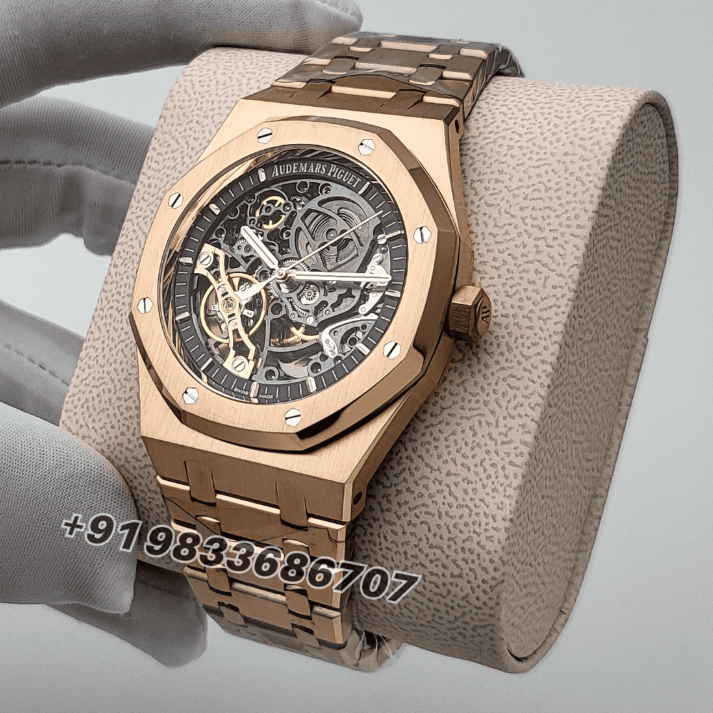 Audemars Piguet Royal Oak Double Balance Wheel Openworked 18kt Rose Gold 41mm Exact 11 Top Quality Replica Super Clone Swiss ET