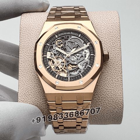 Audemars Piguet Royal Oak Double Balance Wheel Openworked 18kt Rose Gold 41mm Exact 11 Top Quality Replica Super Clone Swiss ET