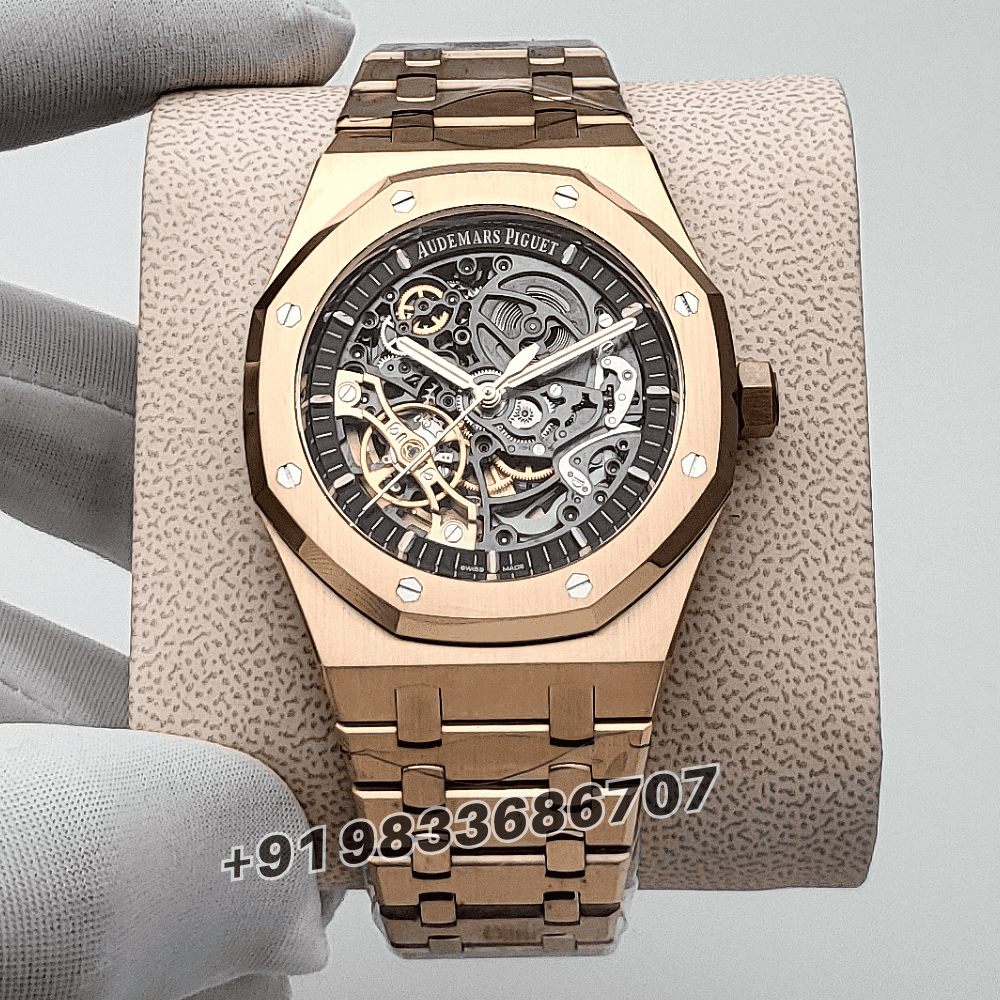 Audemars Piguet Royal Oak Double Balance Wheel Openworked 18kt Rose Gold 41mm Exact 11 Top Quality Replica Super Clone Swiss ET