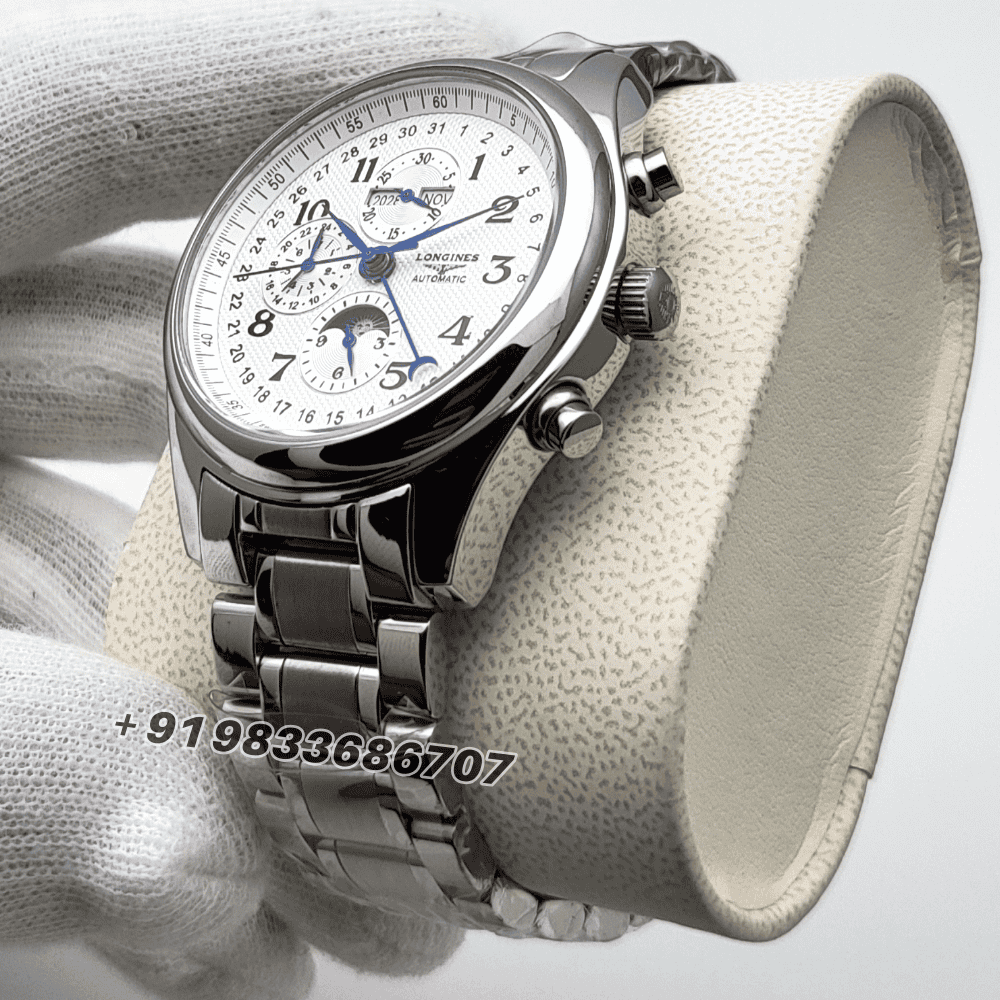 Longines Master Collection Chrono Moonphase Stainless Steel Silver Dial Super High Quality Swiss Automatic Watch