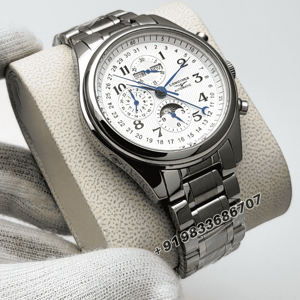 Longines Master Collection Chrono Moonphase Stainless Steel Silver Dial Super High Quality Swiss Automatic Watch