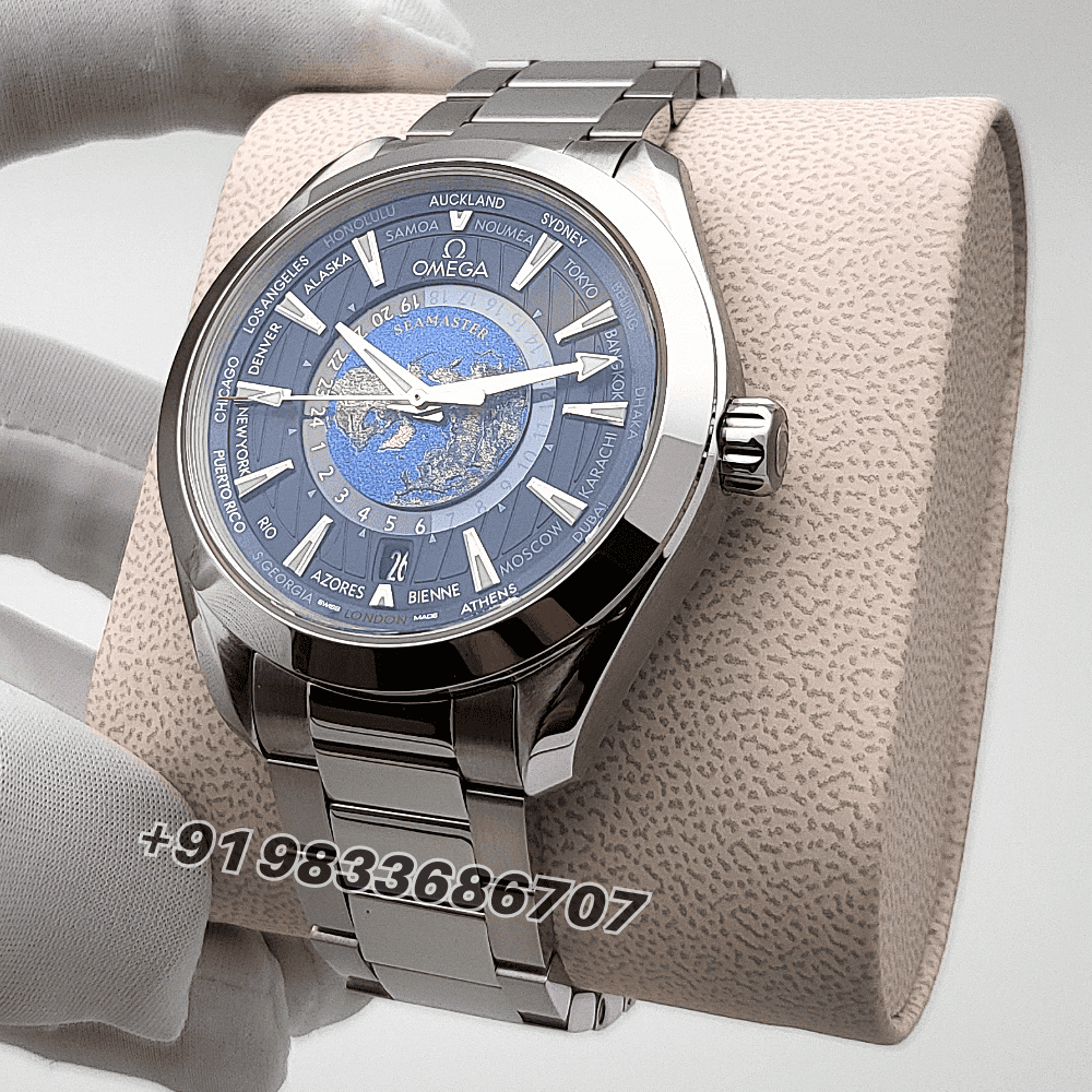 Omega Seamaster Aqua Terra Steel on Steel 150m Co-Axial Master Chronometer GMT Worldtimer 43mm Exact 1:1 Top Quality Super Clone Replica Swiss ETA 8938 Automatic Movement Watch - Image 2