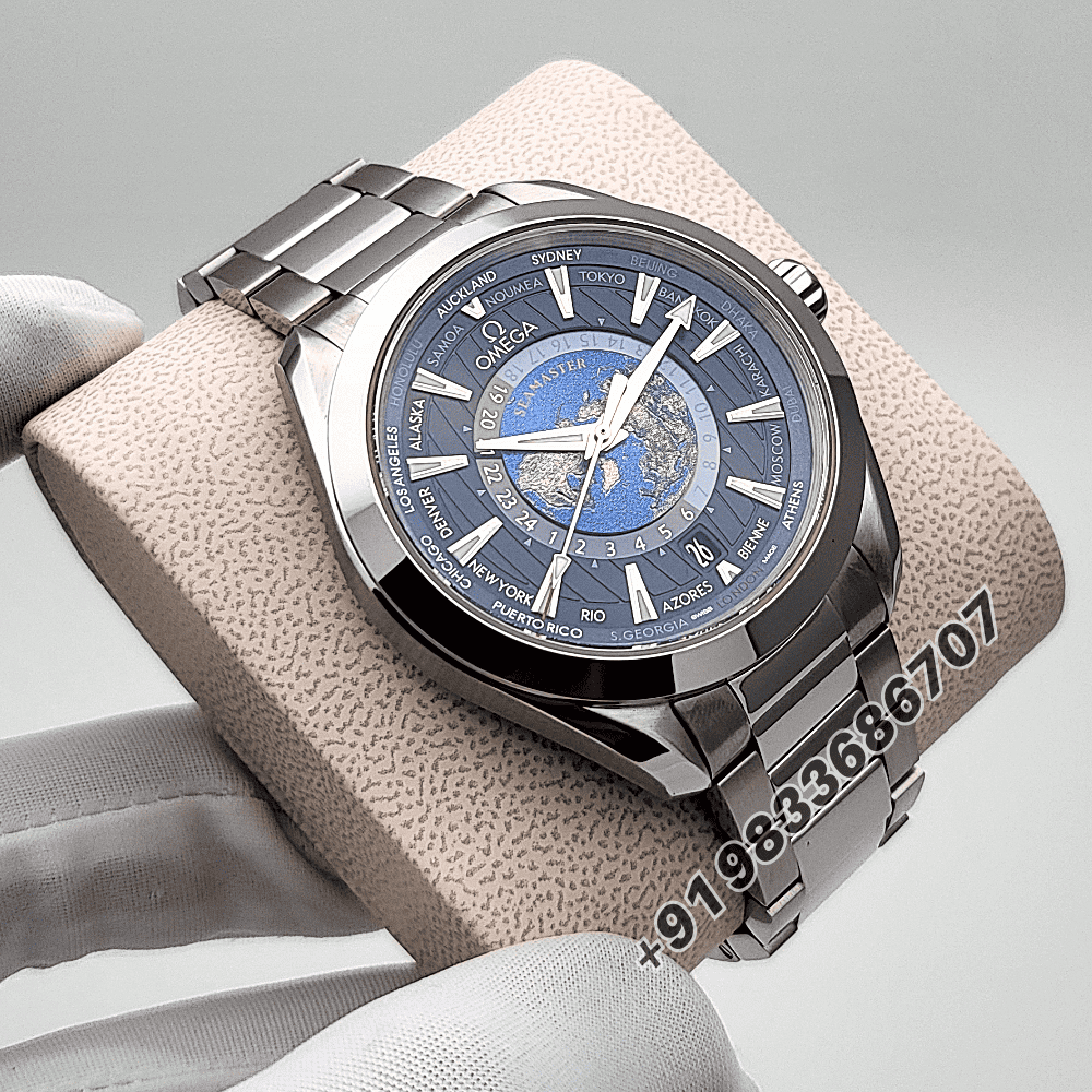 Omega Seamaster Aqua Terra Steel on Steel 150m Co-Axial Master Chronometer GMT Worldtimer 43mm Exact 1:1 Top Quality Super Clone Replica Swiss ETA 8938 Automatic Movement Watch - Image 3