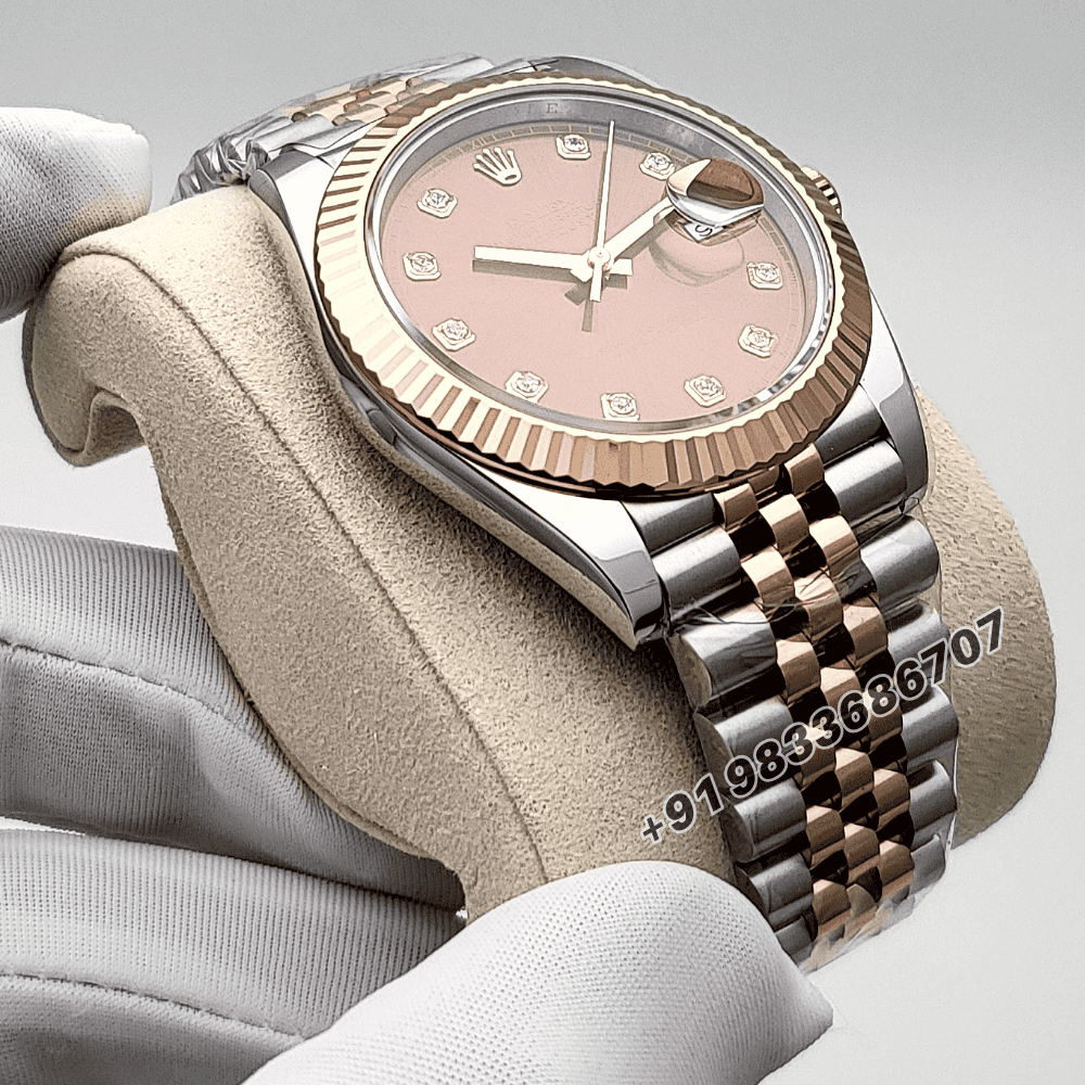 Rolex Datejust Oystersteel and Everose Gold Chocolate with Diamonds Set Dial 41mm Exact 1:1 Top Quality Super Clone Swiss ETA 3235 Automatic Movement Watch