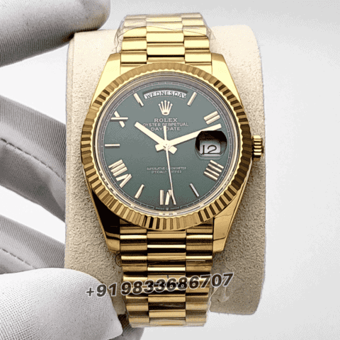 Rolex Day-Date 18kt Yellow Gold Green Dial 40mm Exact 1:1 Top Quality Super Clone Replica Swiss ETA 3255 Automatic Movement Watch