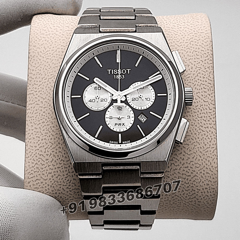 Tissot 1853 T-Classic PRX Chronograph Black Dial Stainless Steel Strap High Quality Watch