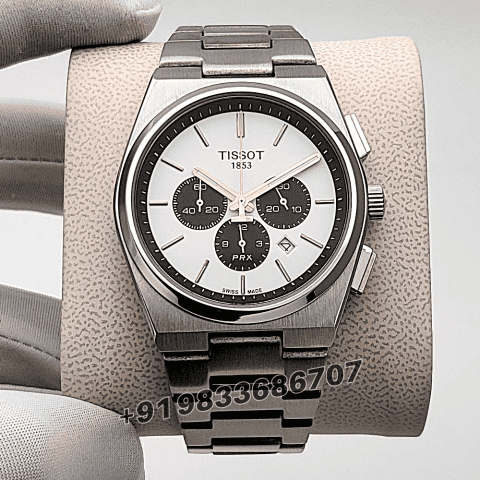 Tissot 1853 T-Classic PRX Chronograph White Dial Stainless Steel with Rose Gold Mark High Quality Watch