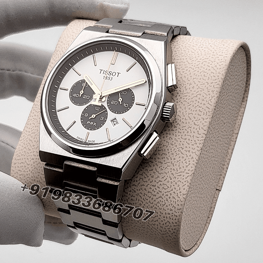 Tissot 1853 T-Classic PRX Chronograph White Dial Stainless Steel with Rose Gold Mark High Quality Watch