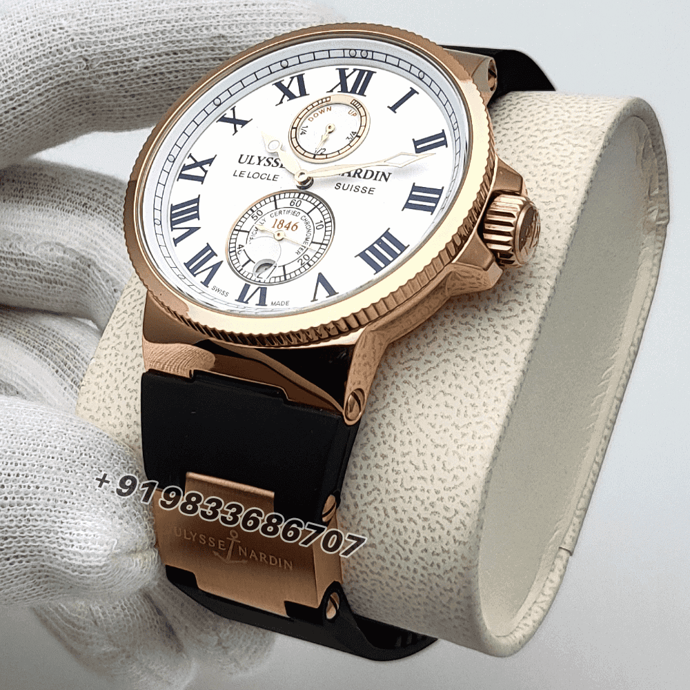 Ulysse Nardin Marine Torpilleur Rose Gold White Dial High Quality Swiss Automatic Watch