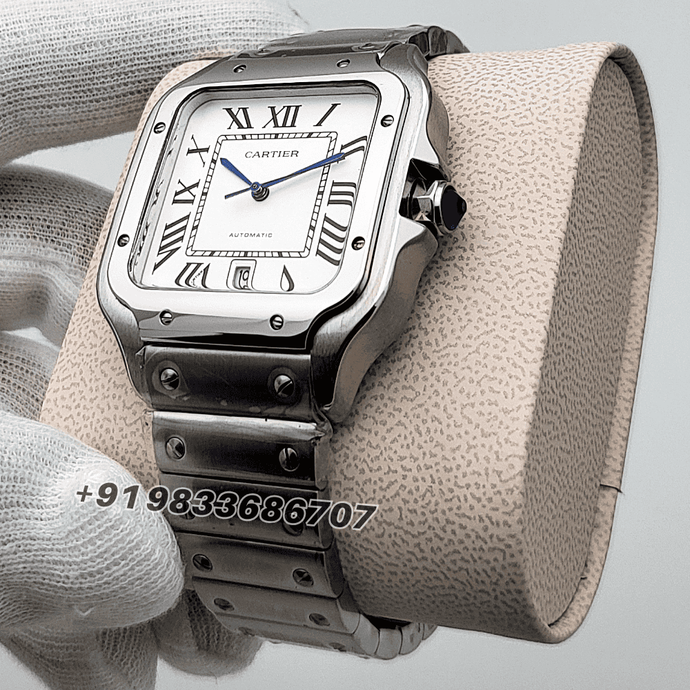 Cartier Santos Stainless Steel White Dial High Quality Swiss Automatic Watch (2)