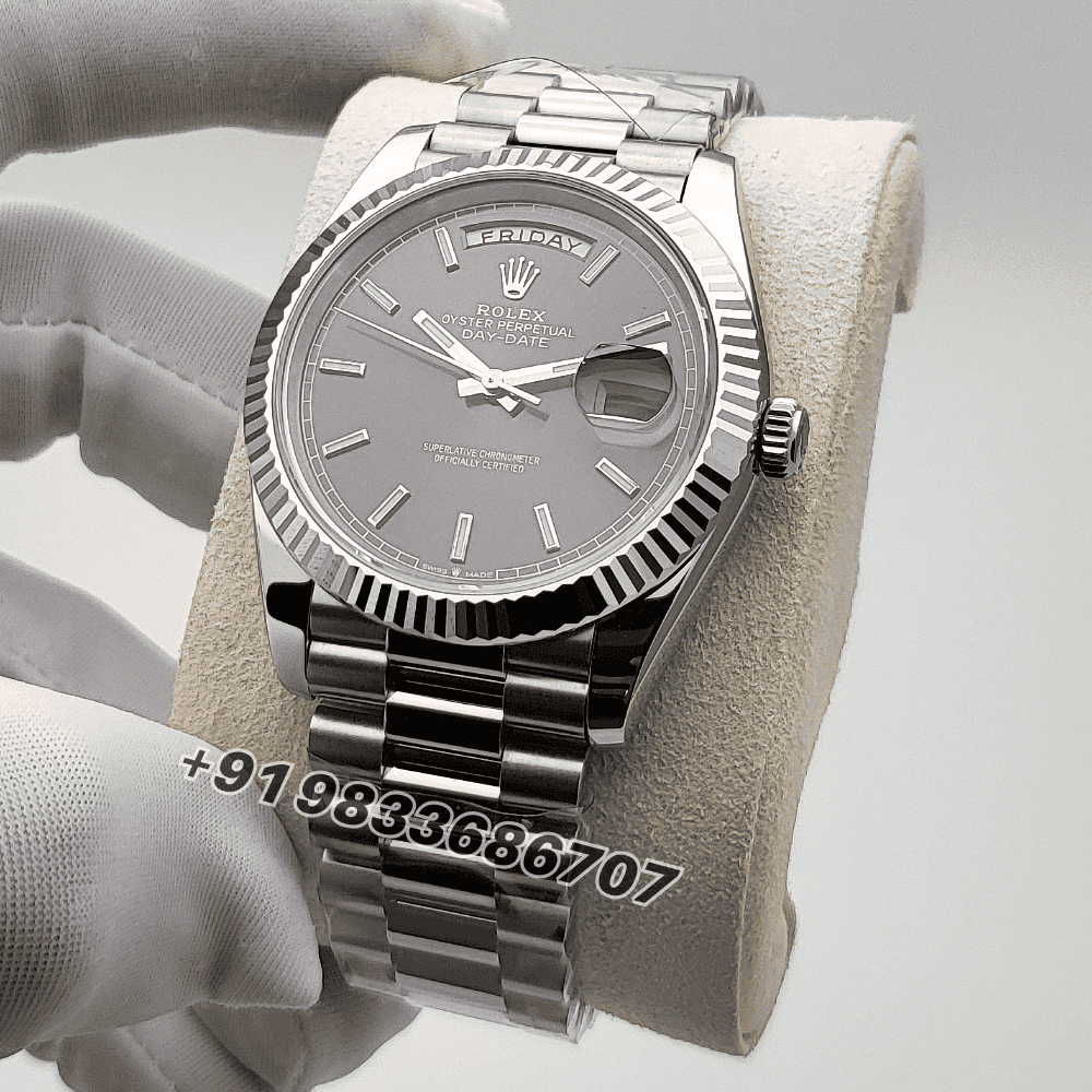 Rolex Day-Date Oyster White Gold Slate Dial 40mm Exact 1:1 Top Quality Super Clone Replica Swiss ETA 3255 Automatic Movement Watch - Image 2