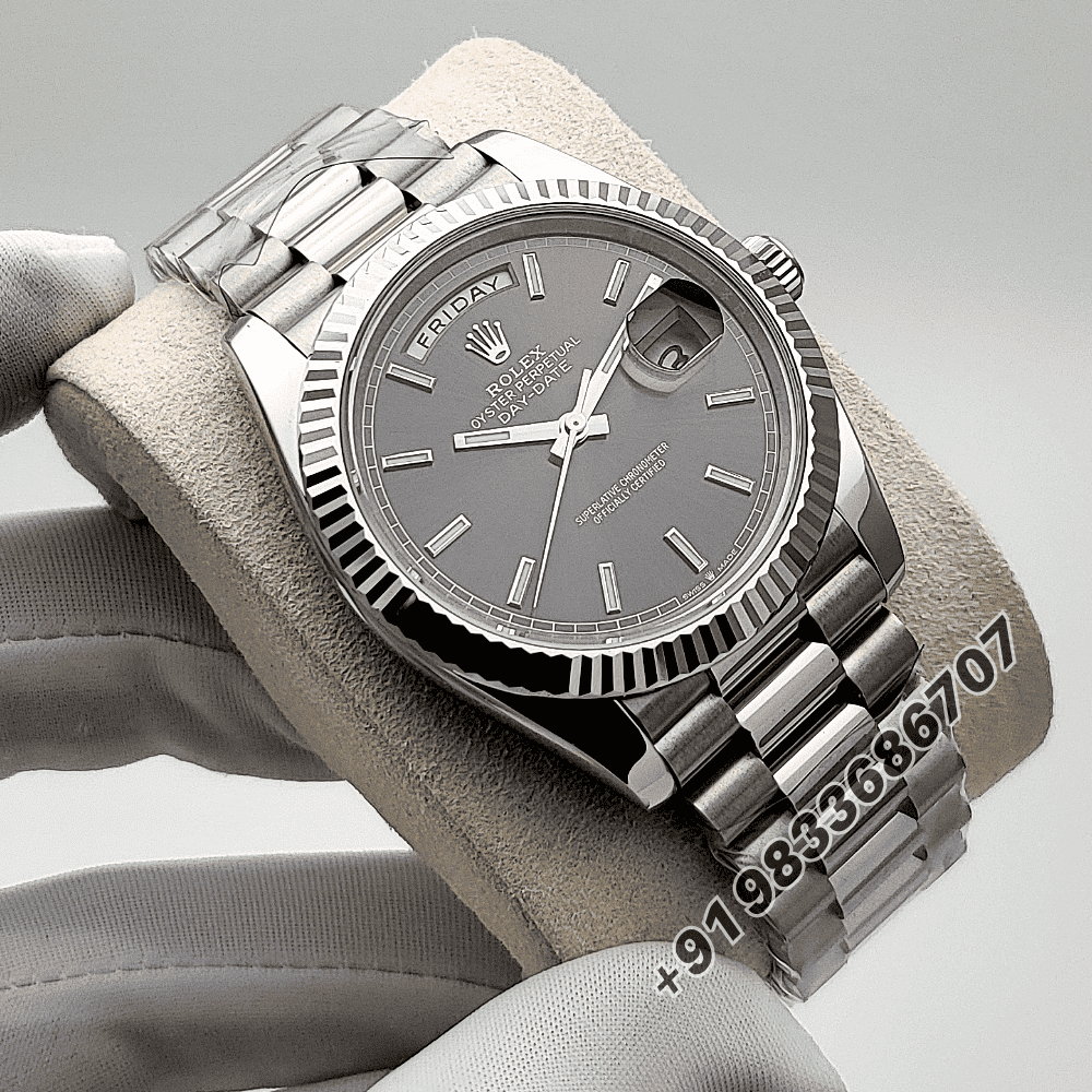 Rolex Day-Date Oyster White Gold Slate Dial 40mm Exact 1:1 Top Quality Super Clone Replica Swiss ETA 3255 Automatic Movement Watch - Image 3