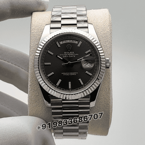 Rolex Day-Date Oyster White Gold Slate Dial 40mm Exact 1:1 Top Quality Super Clone Replica Swiss ETA 3255 Automatic Movement Watch