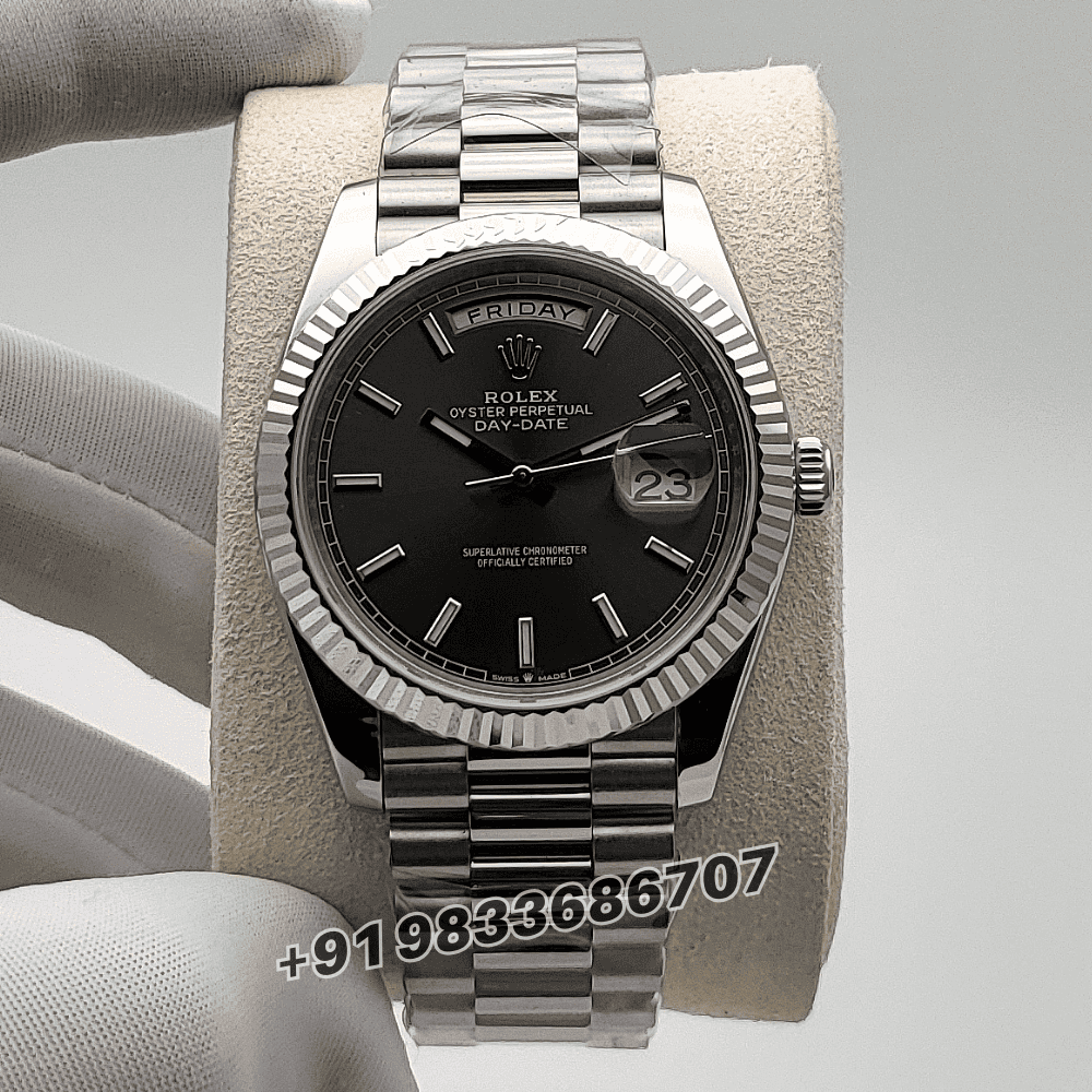 Rolex Day-Date Oyster White Gold Slate Dial 40mm Exact 1:1 Top Quality Super Clone Replica Swiss ETA 3255 Automatic Movement Watch