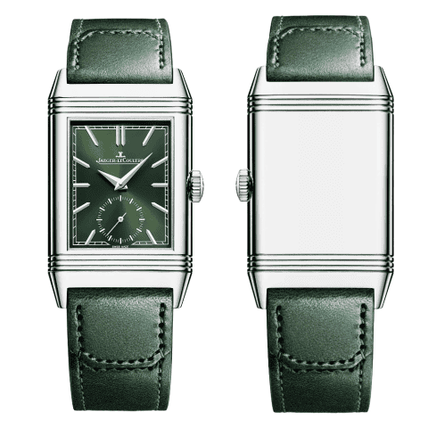 Jaeger-LeCoultre Reverso Tribute Monogace Small Seconds Green leather Strap Exact 11 Top Quality Replica Super Clone Swiss ETA