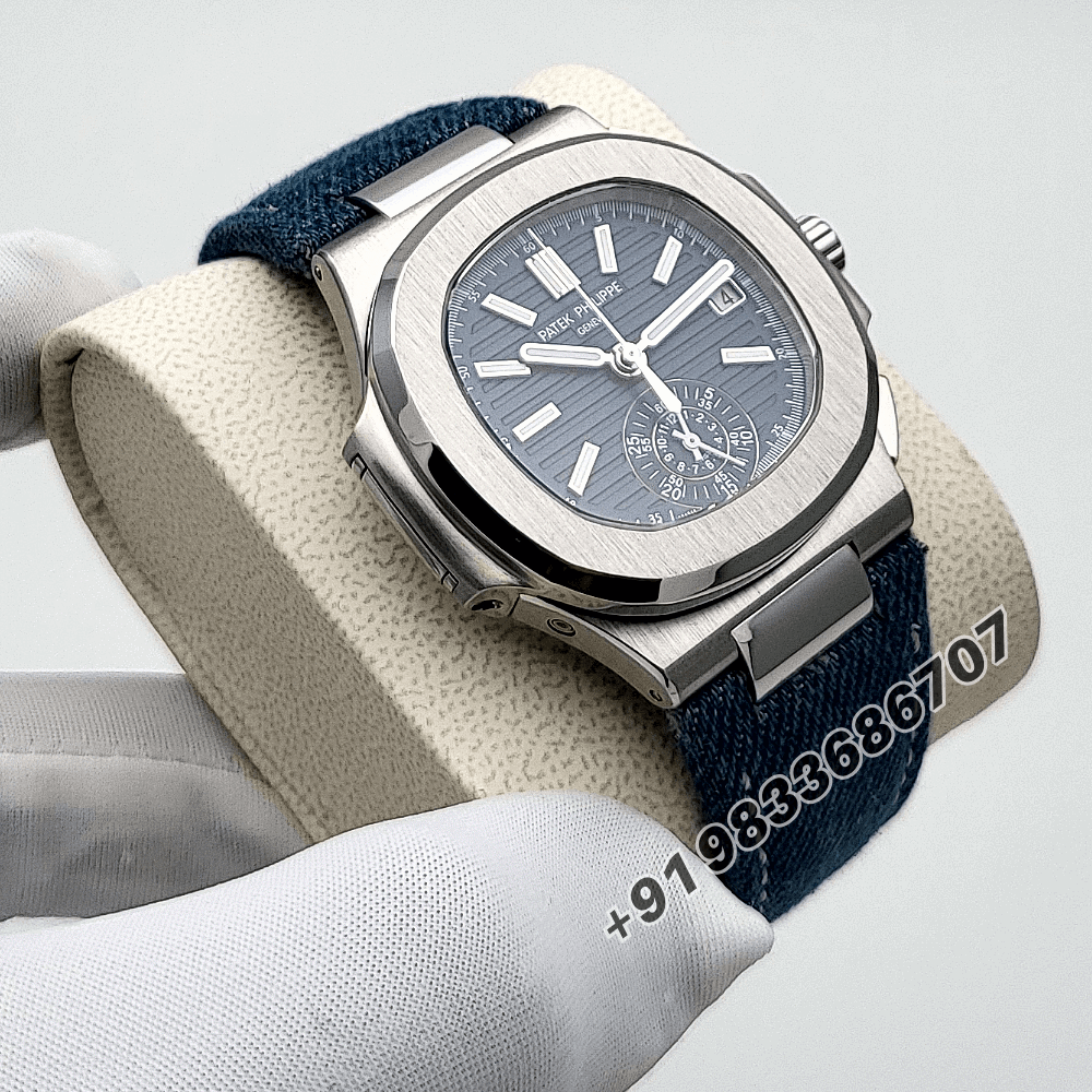 Patek Philippe Nautilus White Gold 5980/60G-001 Opaline Blue-Gray Dial 45mm Exact 1:1 Replica Top Quality Super Clone Swiss ETA CH 28-520 C/522 Automatic Movement Watch - Image 3