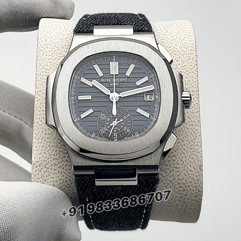 Patek Philippe Nautilus White Gold 5980/60G-001 Opaline Blue-Gray Dial 45mm Exact 1:1 Replica Top Quality Super Clone Swiss ETA CH 28-520 C/522 Automatic Movement Watch