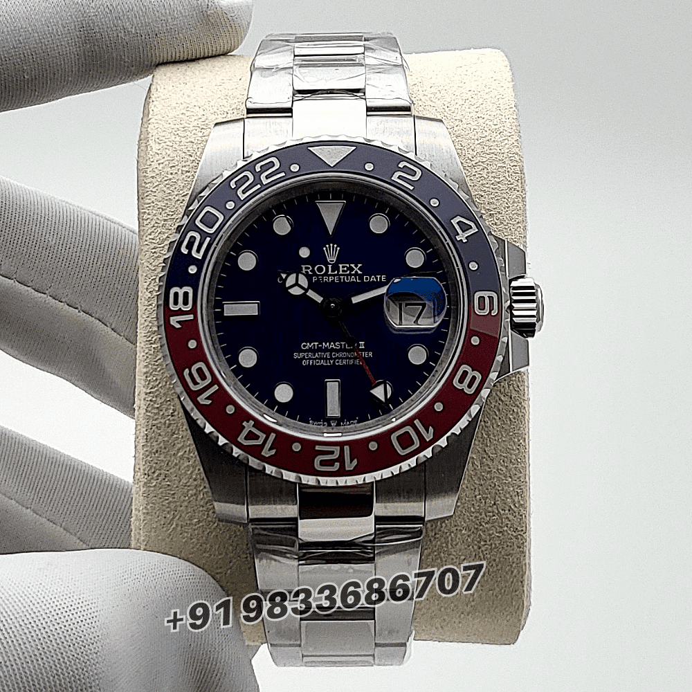 Rolex GMT Master II White Gold Midnight Blue Dial 40mm Exact 1:1 Top Quality Replica Super Clone Swiss ETA 3285 Automatic Movement Watch