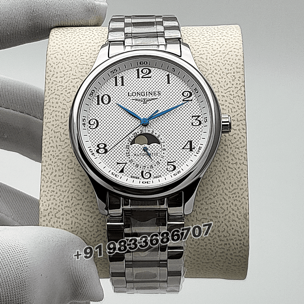 Longines Master Collection Moonphase Stainless Steel Silver Dial High Quality Swiss Automatic First Copy Watch