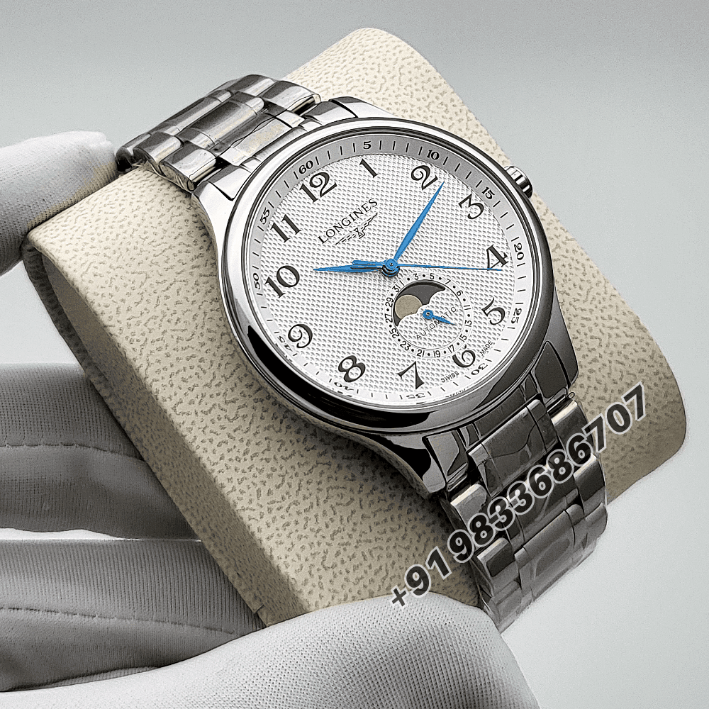 Longines Master Collection Moonphase Stainless Steel Silver Dial High Quality Swiss Automatic First Copy Watch - Image 3