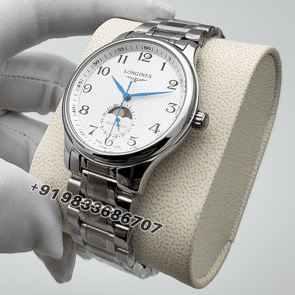 Longines Master Collection Moonphase Stainless Steel Silver Dial High Quality Swiss Automatic First Copy Watch - Image 2