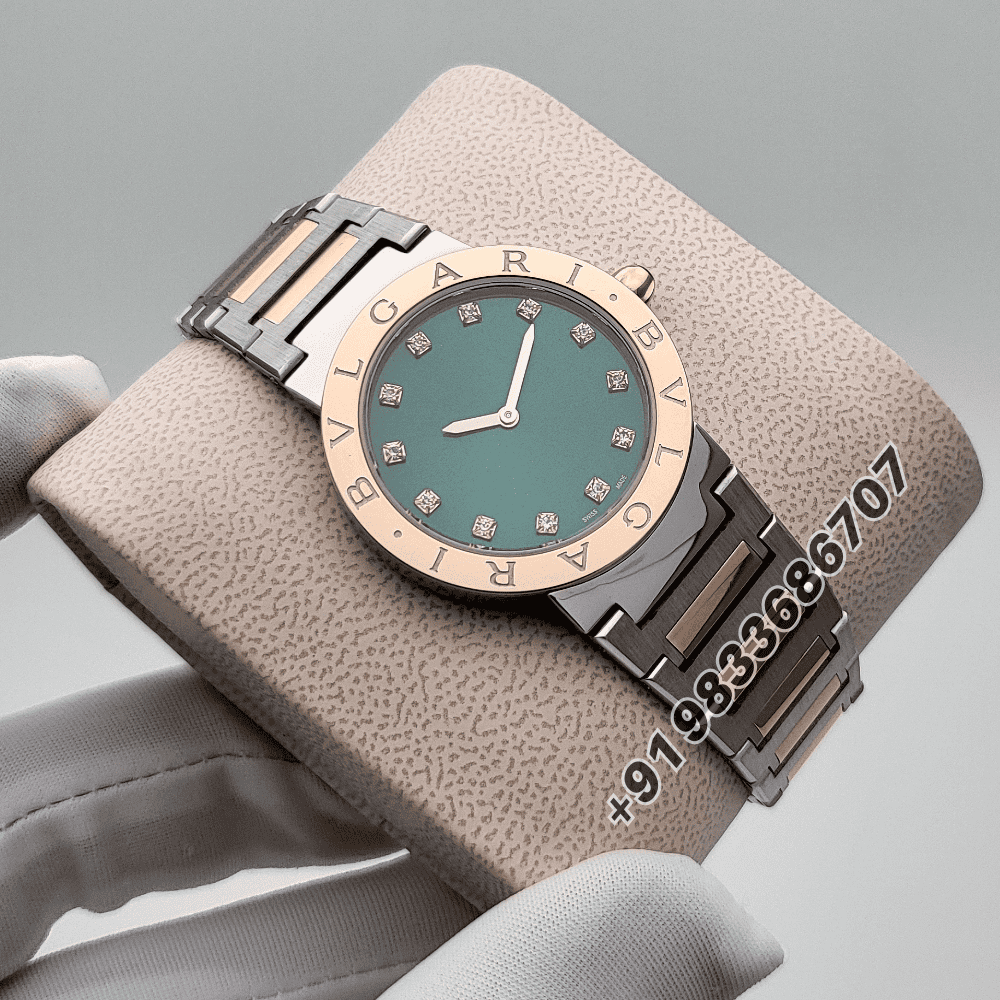 Bvlgari Bvlgari Dual Tone Rose Gold Bezel Green Satiné Soleil Lacquered Dial High Quality Women’s Watch - Image 3