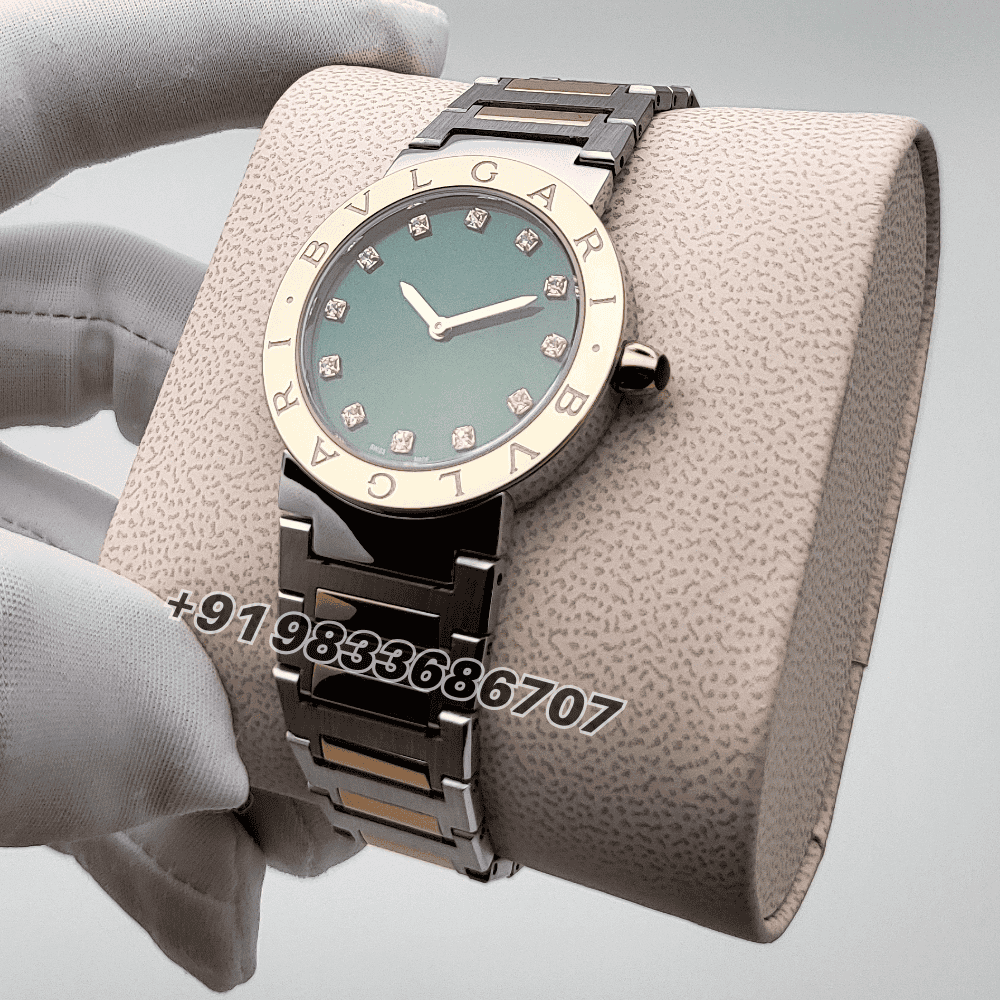 Bvlgari Bvlgari Dual Tone Rose Gold Bezel Green Satiné Soleil Lacquered Dial High Quality Women’s Watch - Image 2