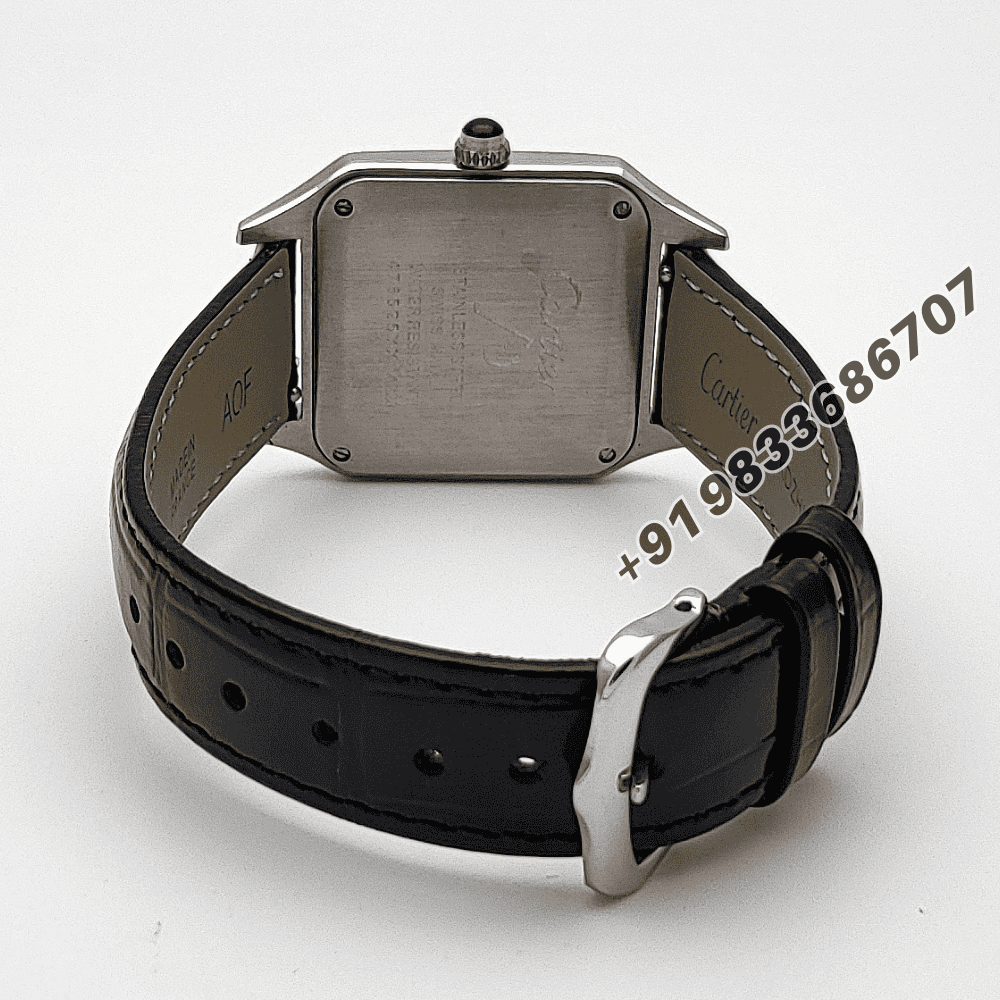 Cartier Santos Dumont Steel Silver Dial Leather Strap High Quality Women’s Watch - Image 4