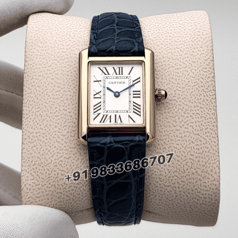 Cartier Tank Louis Rose Gold Blue Strap High Quality First Copy Women’s Watch