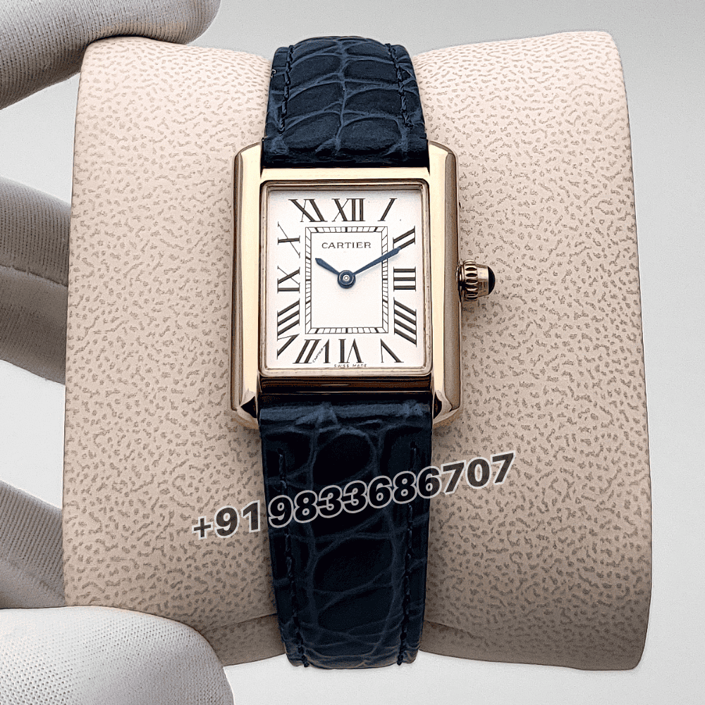 Cartier Tank Louis Rose Gold Blue Strap High Quality First Copy Women’s Watch