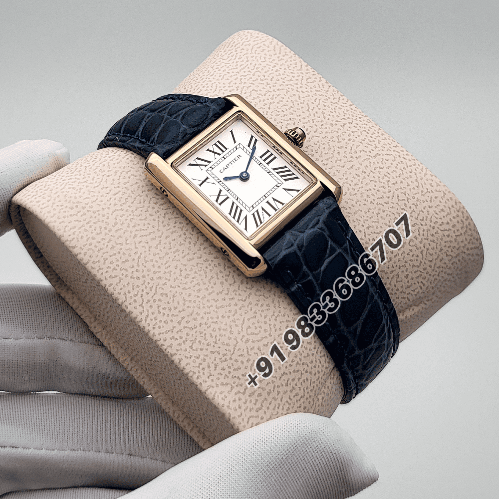 Cartier Tank Louis Rose Gold Blue Strap High Quality First Copy Women’s Watch - Image 3