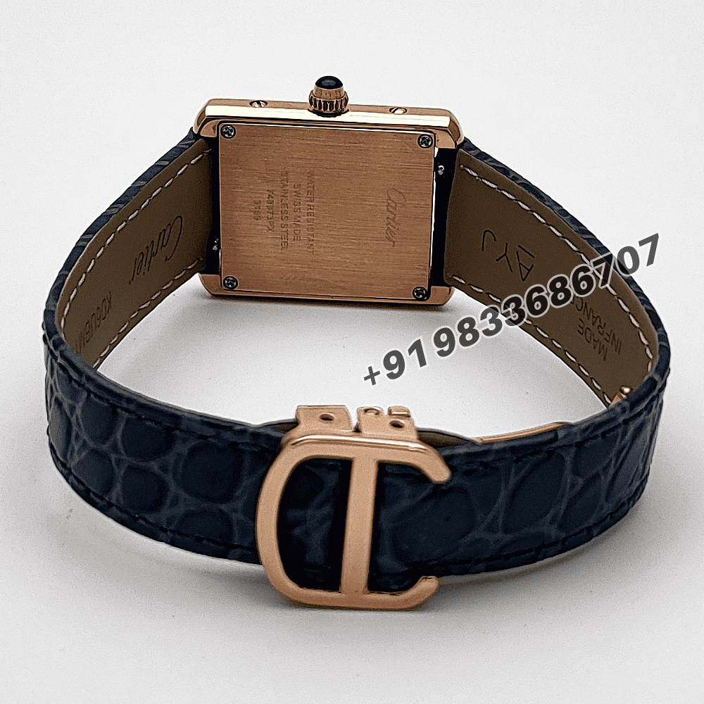 Cartier Tank Louis Rose Gold Blue Strap High Quality First Copy Women’s Watch - Image 4