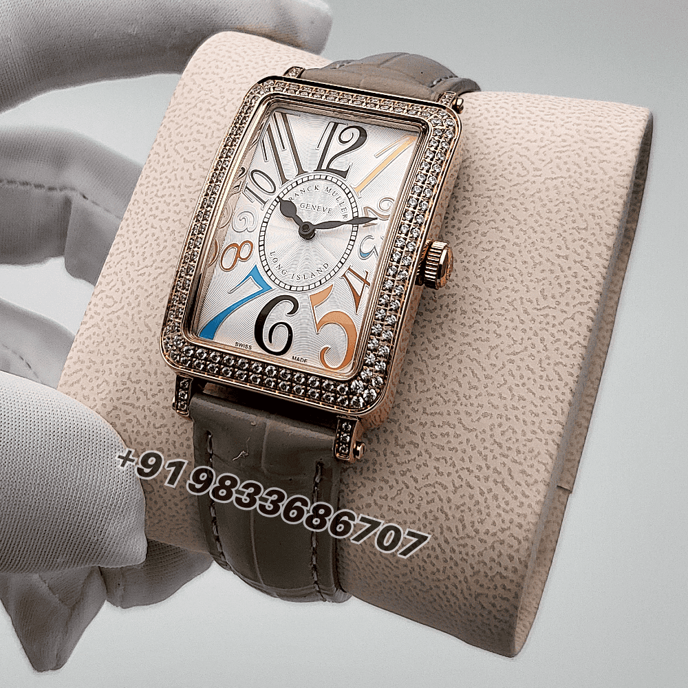 Franck Muller Long Island Rose Gold White Dial Elegant Light Green Strap High Quality Women’s Watch - Image 2