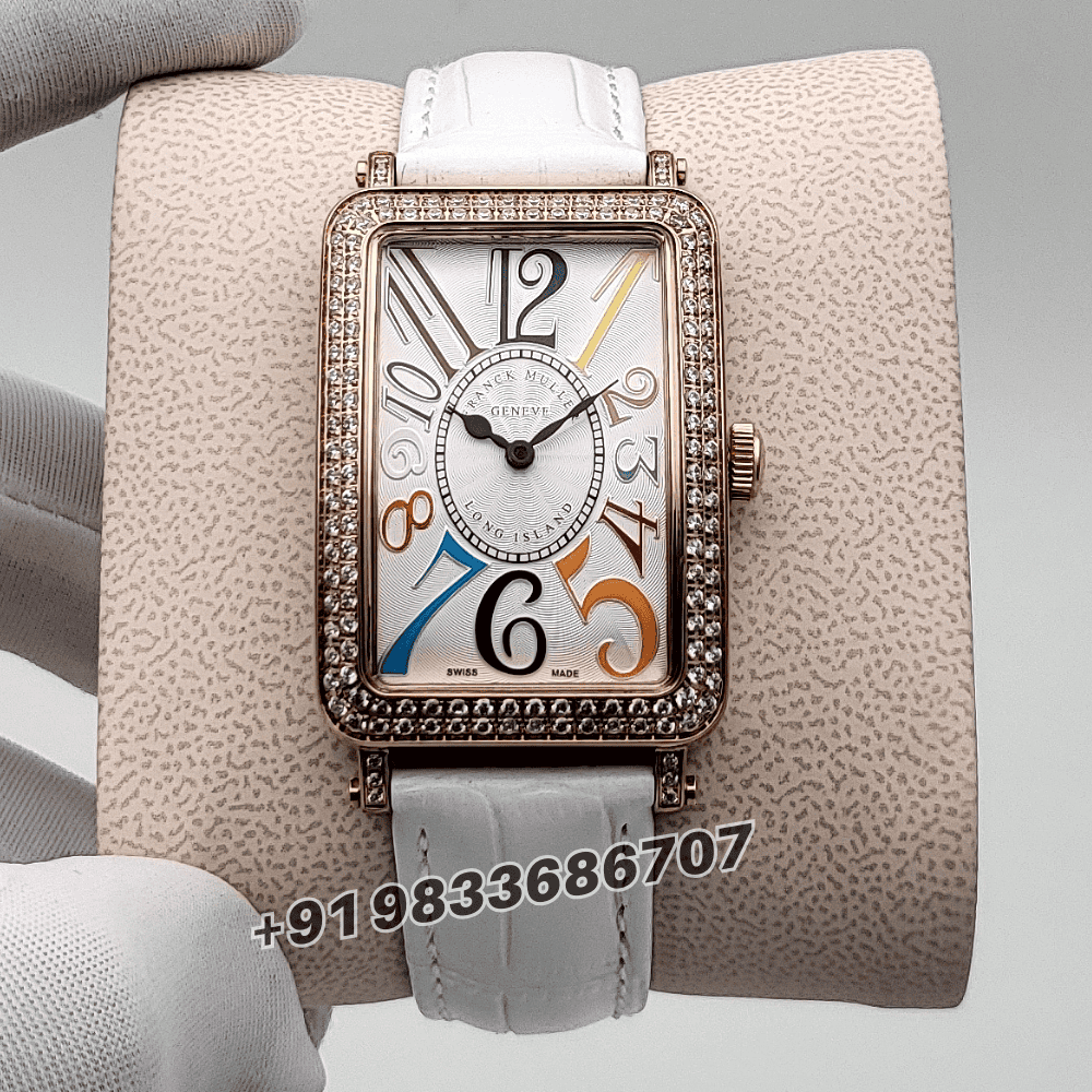 Franck Muller Long Island Rose Gold White Dial Leather Strap High Quality Women’s Watch