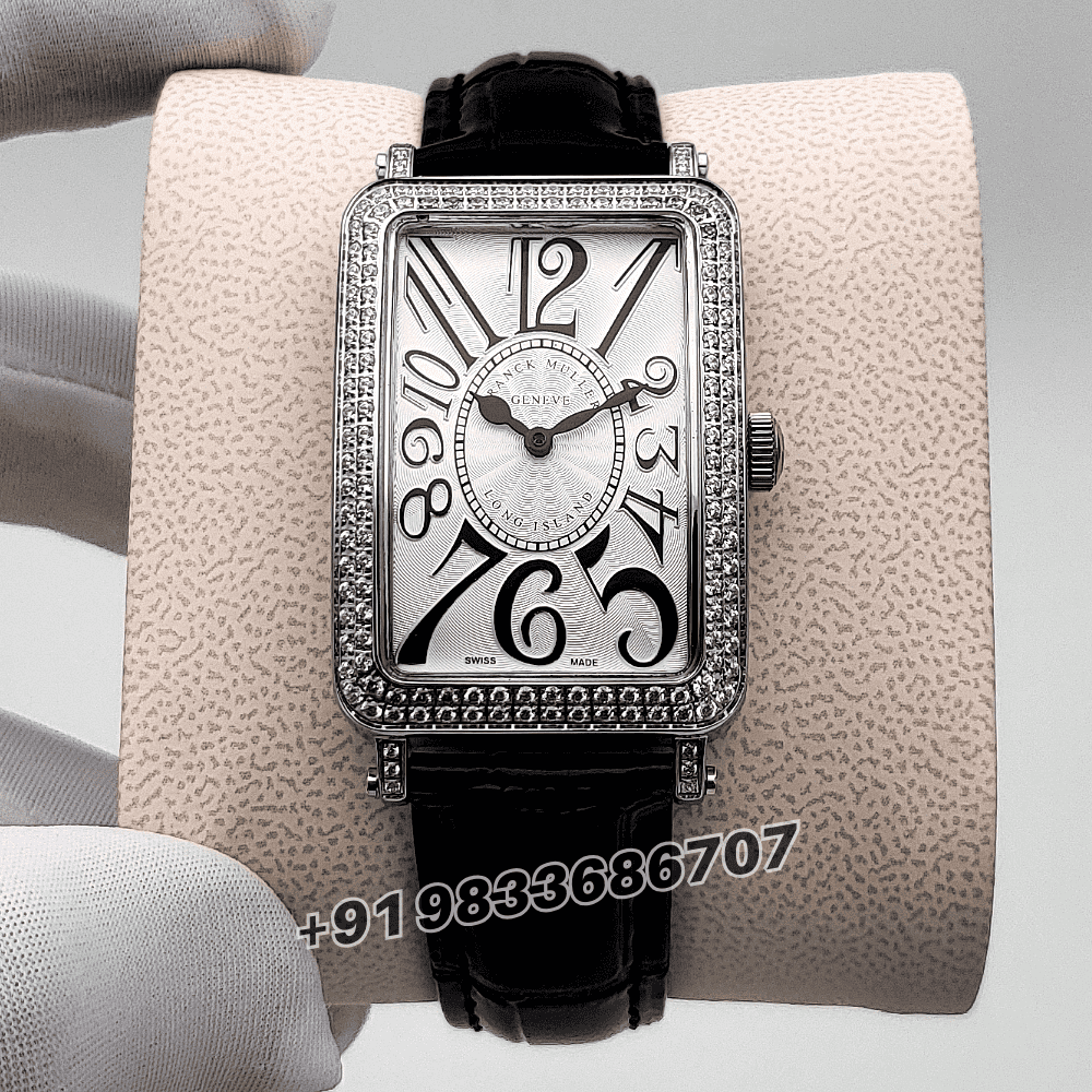 Franck Muller Long Island Stainless Steel Black Leather Strap High Quality Women’s Watch