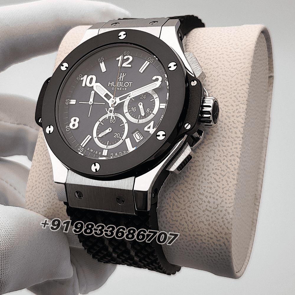 Hublot Big Bang Stainless Steel Matte Black Dial Rubber Strap High Quality First Copy Watch - Image 2