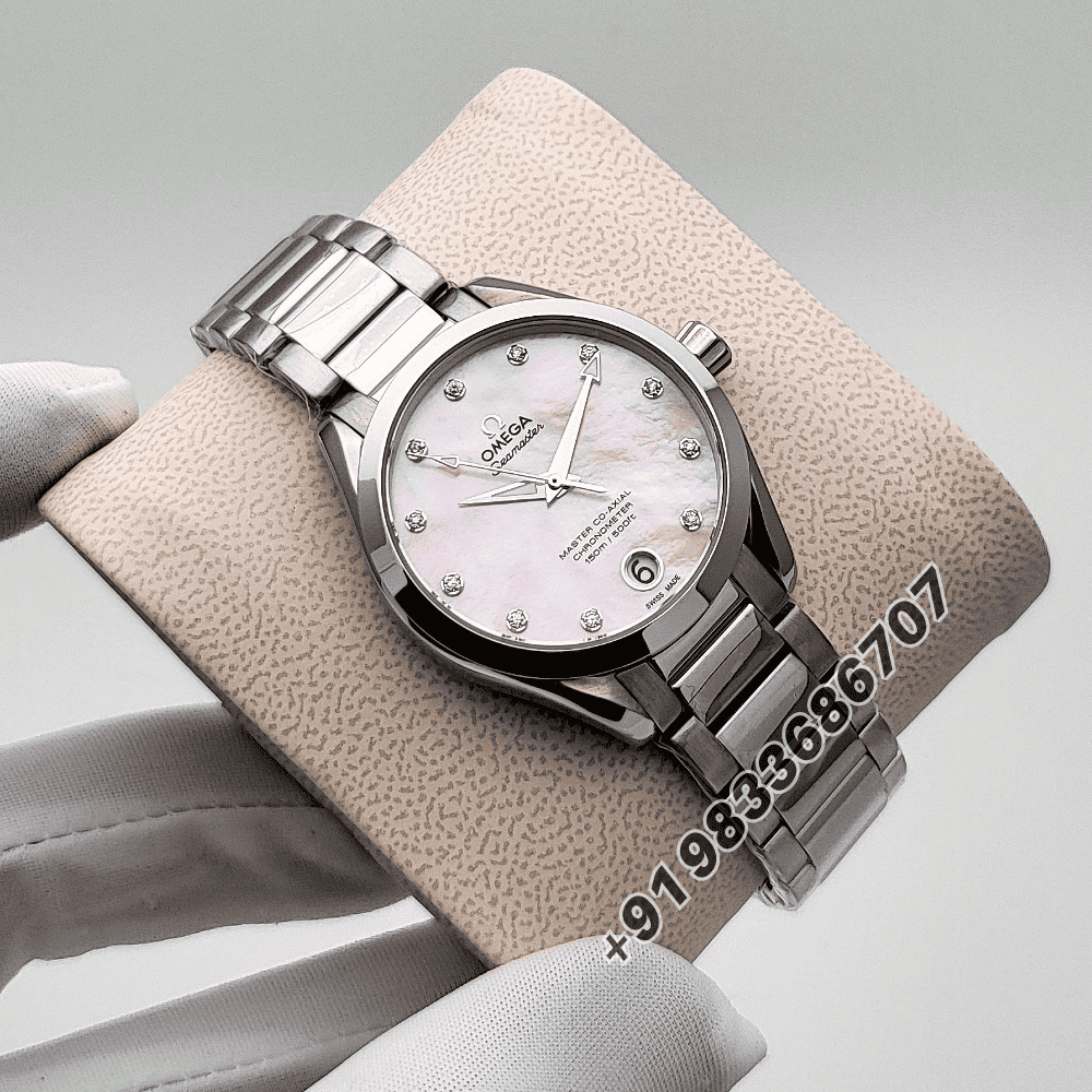 Omega Seamaster Aqua Terra 150m Co-Axial Master Chronometer 34mm Mother of Pearl Pink Dial High Quality Women’s Watch - Image 3