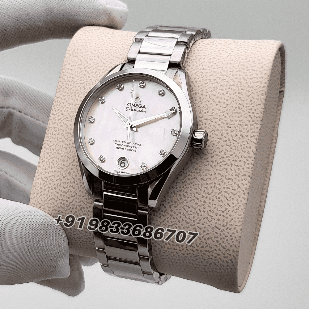 Omega Seamaster Aqua Terra 150m Co-Axial Master Chronometer 34mm Mother of Pearl Pink Dial High Quality Women’s Watch - Image 2